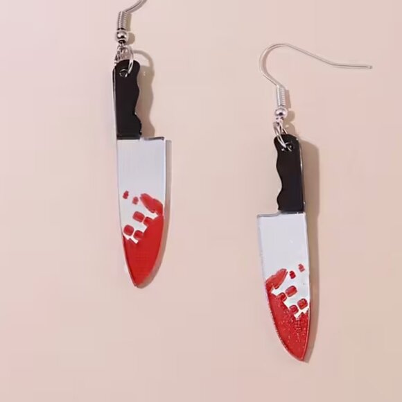 Bloody Blade Dangle Earrings | Creepy-Cute Accessory! New! - Picture 7 of 7